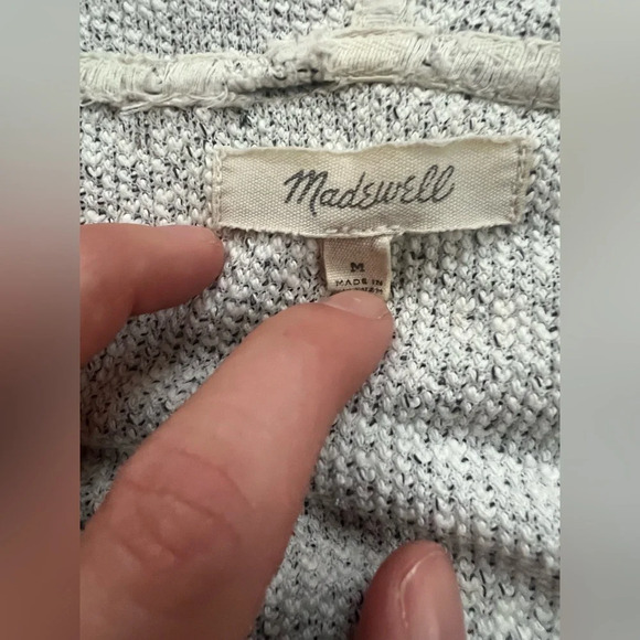 Madewell Cotton Textured Hooded Open Front Sweater Jacket | Size M - Picture 7 of 7